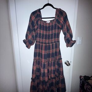 Ivy City Co Red and Blue Plaid Long Sleeve Dress